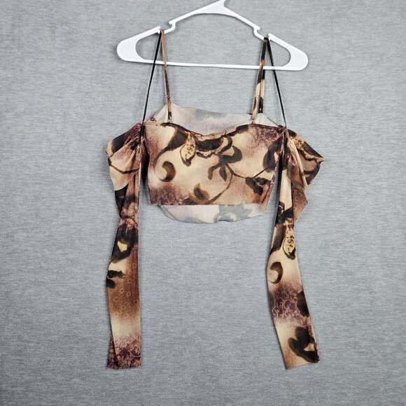 Urban Outfitters Tops - Urban Outfitters Silence + Noise Bella Off the shoulder Mesh Cropped Top Sz S